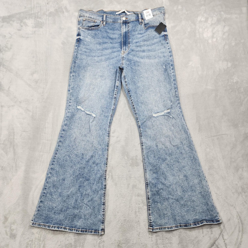 NEW Celebrity Pink Jeans Womens 21/35 Juniors Blue High Rise Flare Distressed